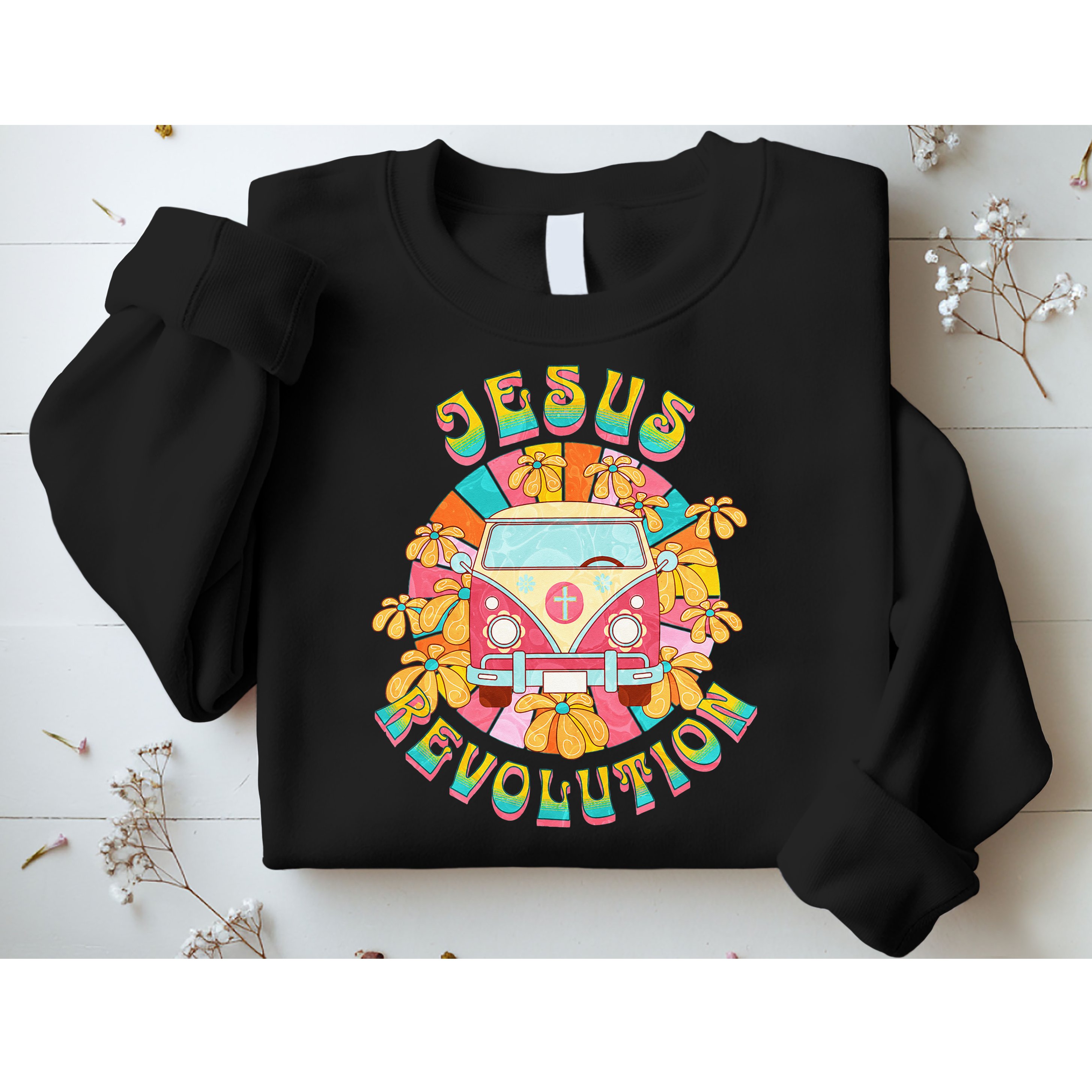 Jesus - Revolution People Retro Van Bus Christian Faith Sweatshirt
