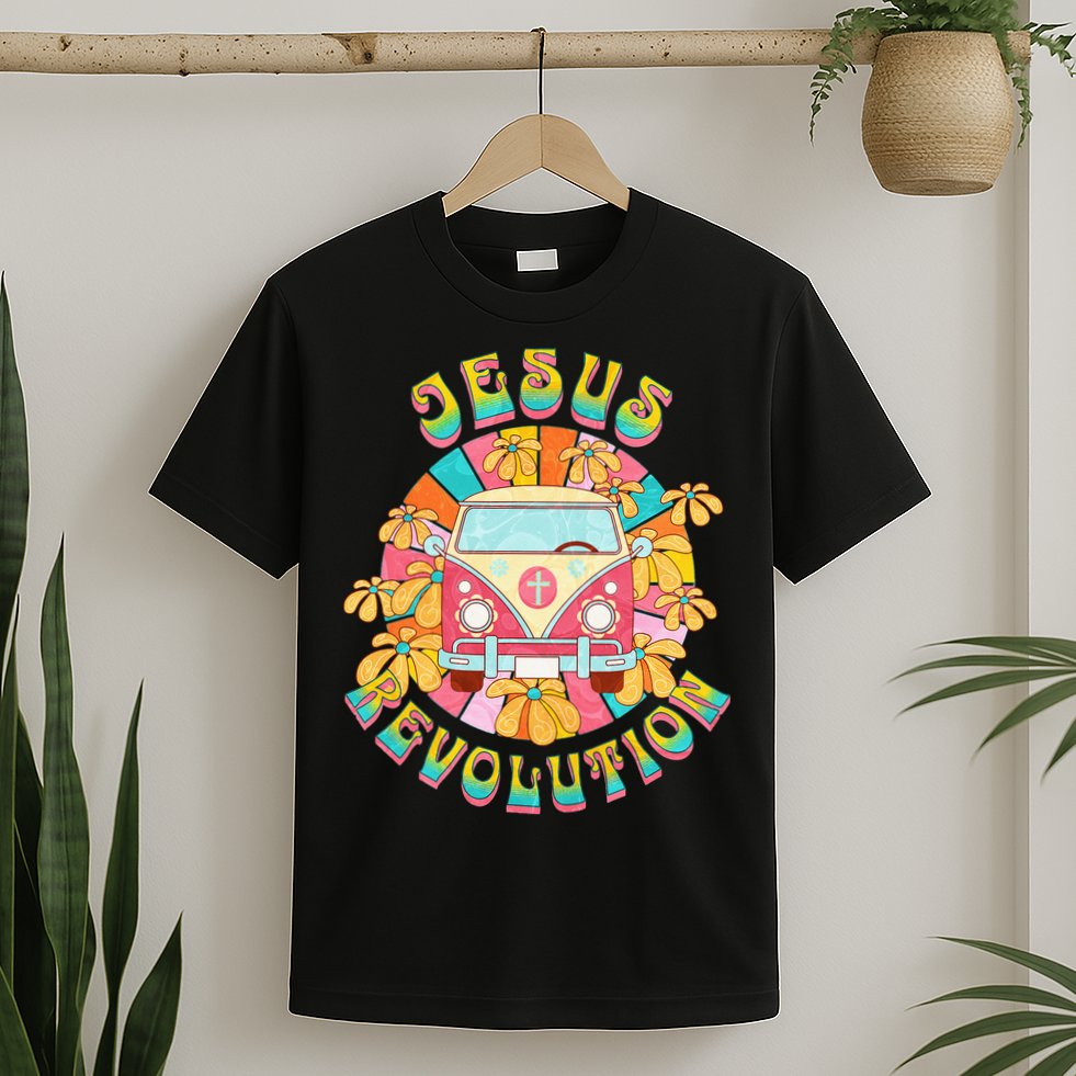 Jesus - Revolution People Retro Van Bus Christian Faith T-Shirt