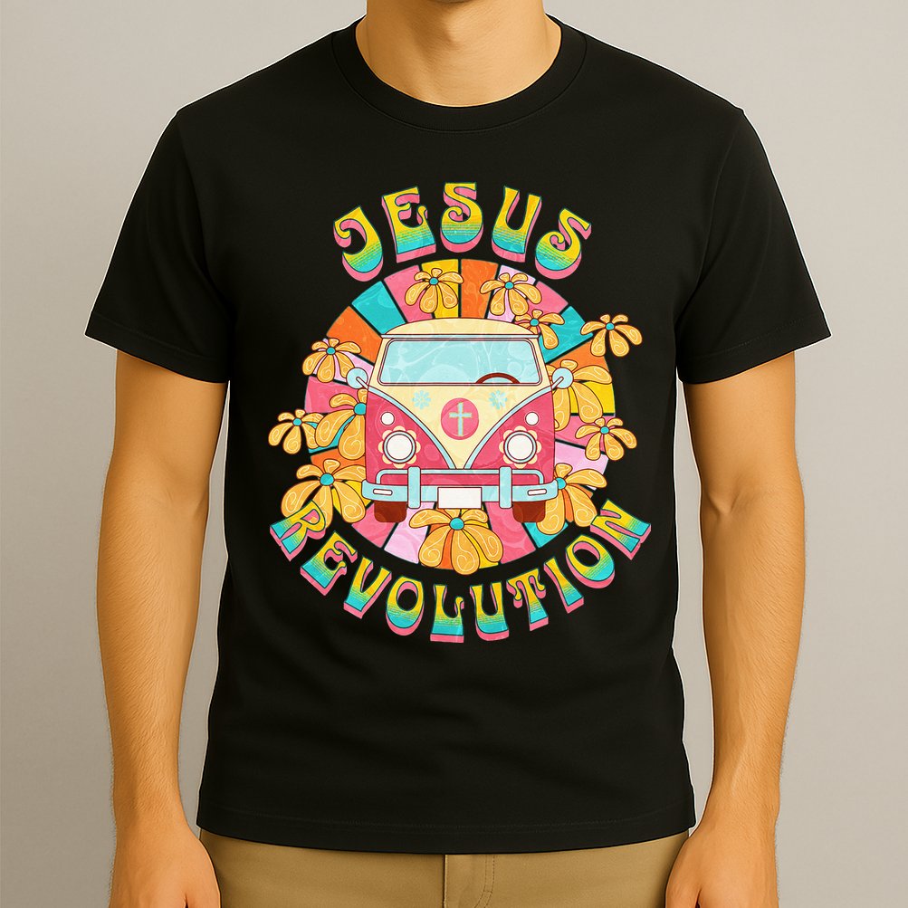 Jesus - Revolution People Retro Van Bus Christian Faith T-Shirt