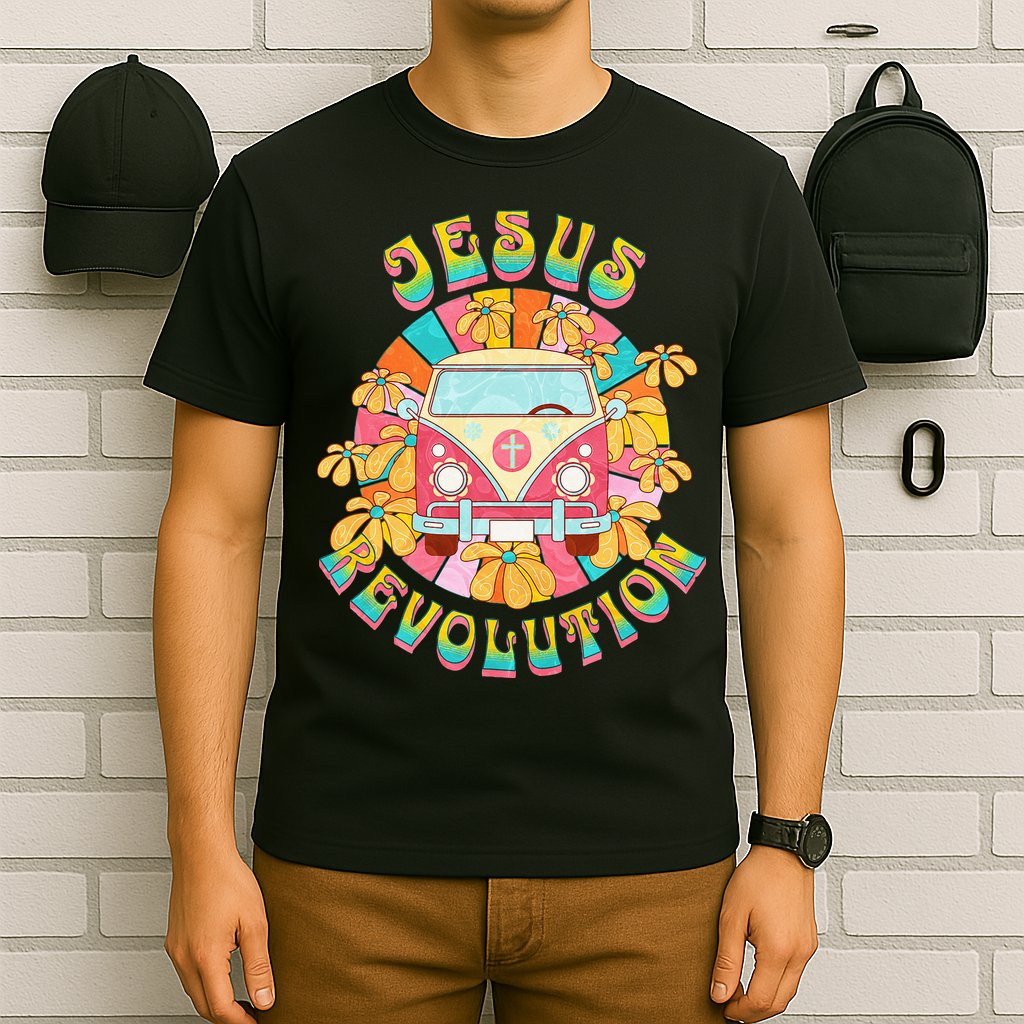 Jesus - Revolution People Retro Van Bus Christian Faith T-Shirt