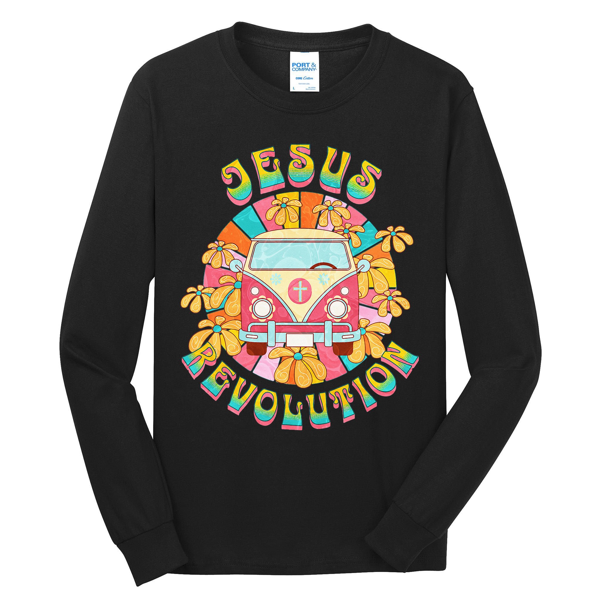 Jesus - Revolution People Retro Van Bus Christian Faith Tall Long Sleeve T-Shirt