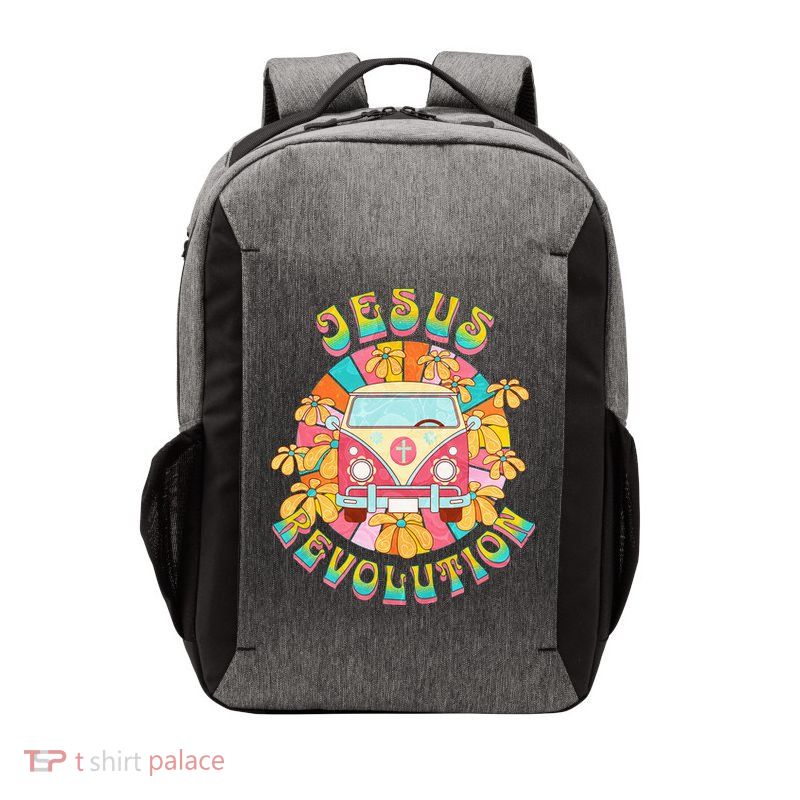 Jesus - Revolution People Retro Van Bus Christian Faith Vector Backpack