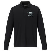 Jolly Roger Pirate Skull And Crossbones Flag Halloween Performance Long Sleeve Polo