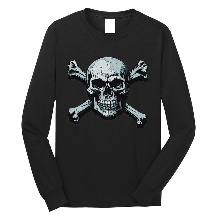 Jolly Roger Pirate Skull And Crossbones Flag Halloween Long Sleeve Shirt