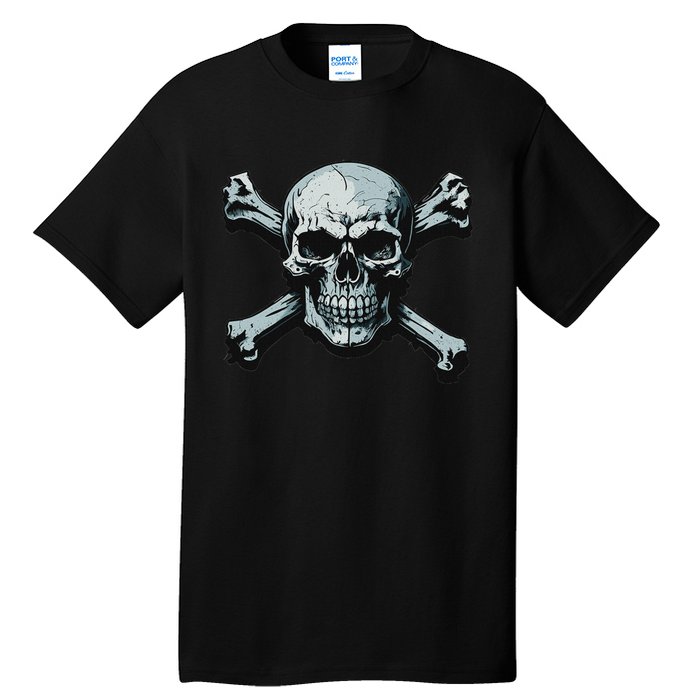 Jolly Roger Pirate Skull And Crossbones Flag Halloween Tall T-Shirt