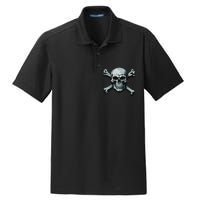 Jolly Roger Pirate Skull And Crossbones Flag Halloween Dry Zone Grid Polo