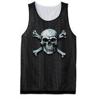 Jolly Roger Pirate Skull And Crossbones Flag Halloween Mesh Reversible Basketball Jersey Tank