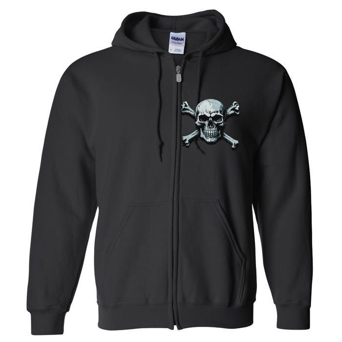 Jolly Roger Pirate Skull And Crossbones Flag Halloween Full Zip Hoodie