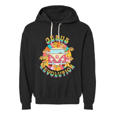 Jesus - Revolution People Retro Van Bus Christian Faith Garment-Dyed Fleece Hoodie