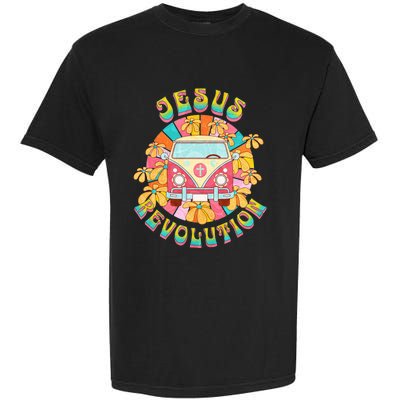 Jesus - Revolution People Retro Van Bus Christian Faith Garment-Dyed Heavyweight T-Shirt