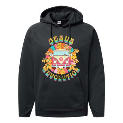 Jesus - Revolution People Retro Van Bus Christian Faith Performance Fleece Hoodie