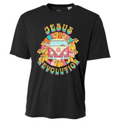 Jesus - Revolution People Retro Van Bus Christian Faith Cooling Performance Crew T-Shirt