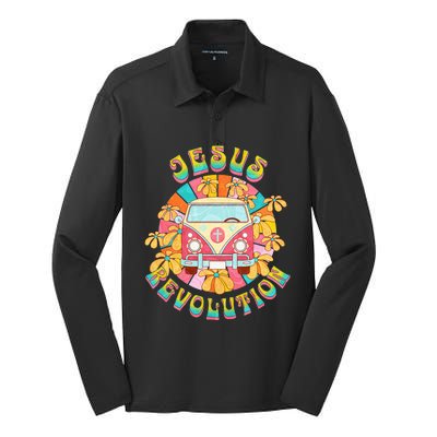 Jesus - Revolution People Retro Van Bus Christian Faith Silk Touch Performance Long Sleeve Polo