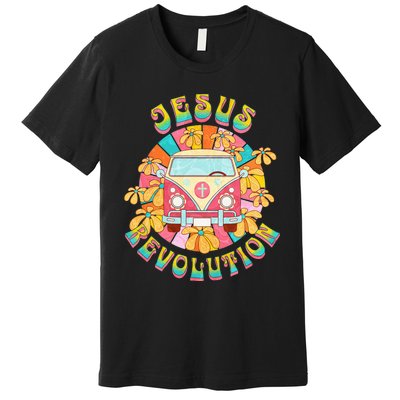 Jesus - Revolution People Retro Van Bus Christian Faith Premium T-Shirt