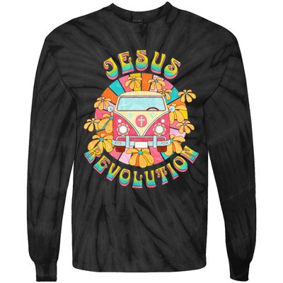 Jesus - Revolution People Retro Van Bus Christian Faith Tie-Dye Long Sleeve Shirt