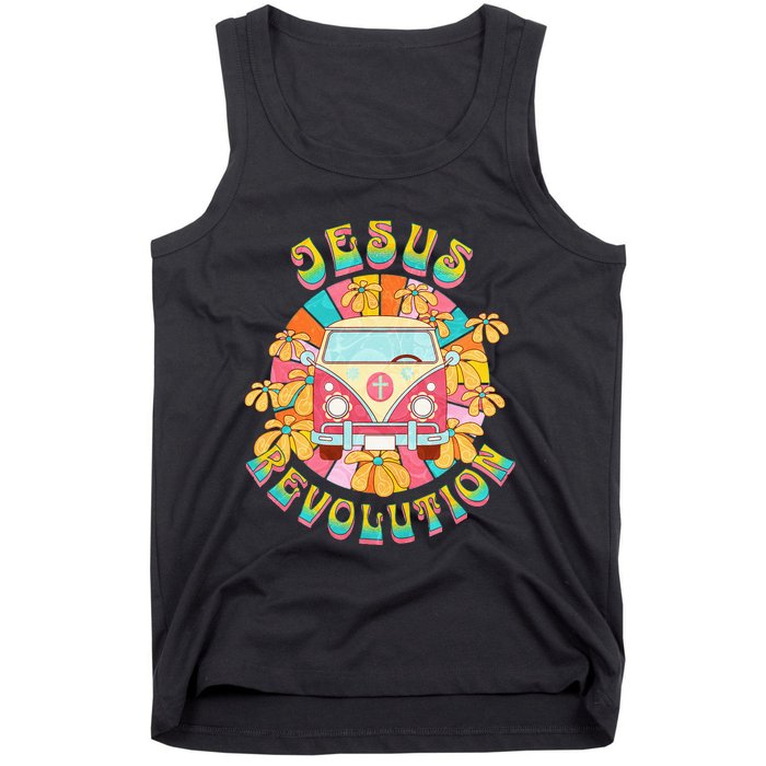 Jesus - Revolution People Retro Van Bus Christian Faith Tank Top