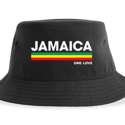 Jamaica Retro Reggae Color Bars Jamaican Vacation Souvenir Sustainable Bucket Hat