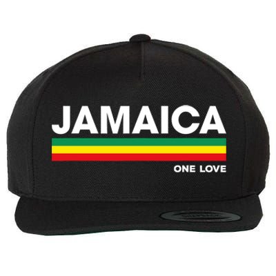 Jamaica Retro Reggae Color Bars Jamaican Vacation Souvenir Wool Snapback Cap