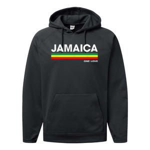 Jamaica Retro Reggae Color Bars Jamaican Vacation Souvenir Performance Fleece Hoodie