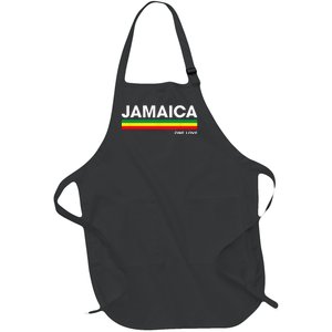 Jamaica Retro Reggae Color Bars Jamaican Vacation Souvenir Full-Length Apron With Pockets