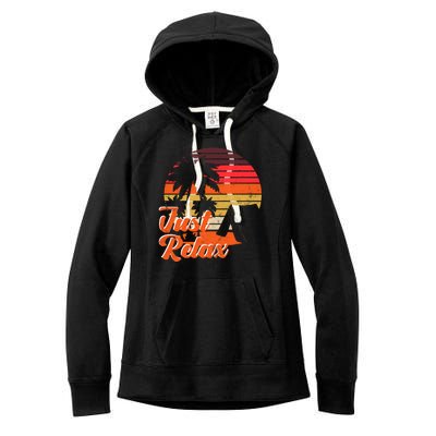 Just Relax Retro Sunset Vacation Women's Fleece Hoodie