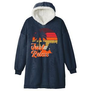 Just Relax Retro Sunset Vacation Hooded Wearable Blanket