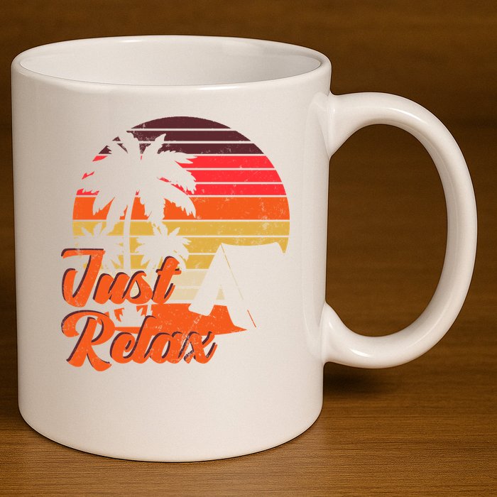 Just Relax Retro Sunset Vacation 11oz C Handle Ceramic Mug