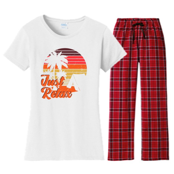 Just Relax Retro Sunset Vacation Women's Flannel Pajama Set