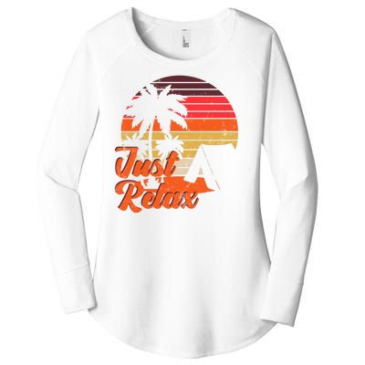 Just Relax Retro Sunset Vacation Women's Perfect Tri Tunic Long Sleeve Shirt