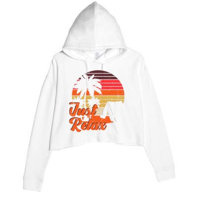 Just Relax Retro Sunset Vacation Crop Fleece Hoodie