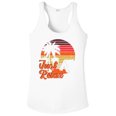 Just Relax Retro Sunset Vacation Ladies PosiCharge Competitor Racerback Tank