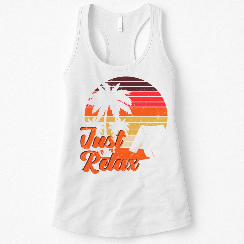 Just Relax Retro Sunset Vacation Womens Tank Top