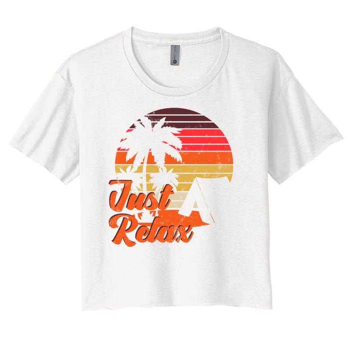 Just Relax Retro Sunset Vacation Women's Crop Top Tee