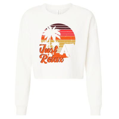 Just Relax Retro Sunset Vacation Cropped Pullover Crew