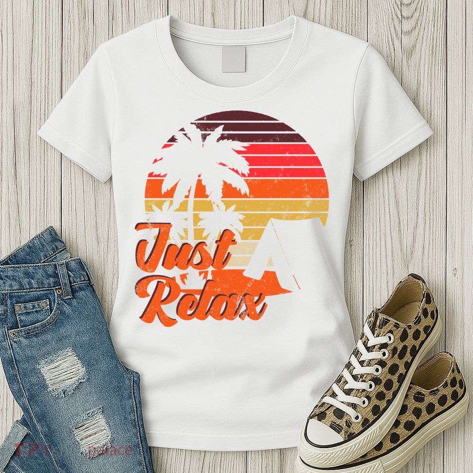 Just Relax Retro Sunset Vacation Womens T-Shirt