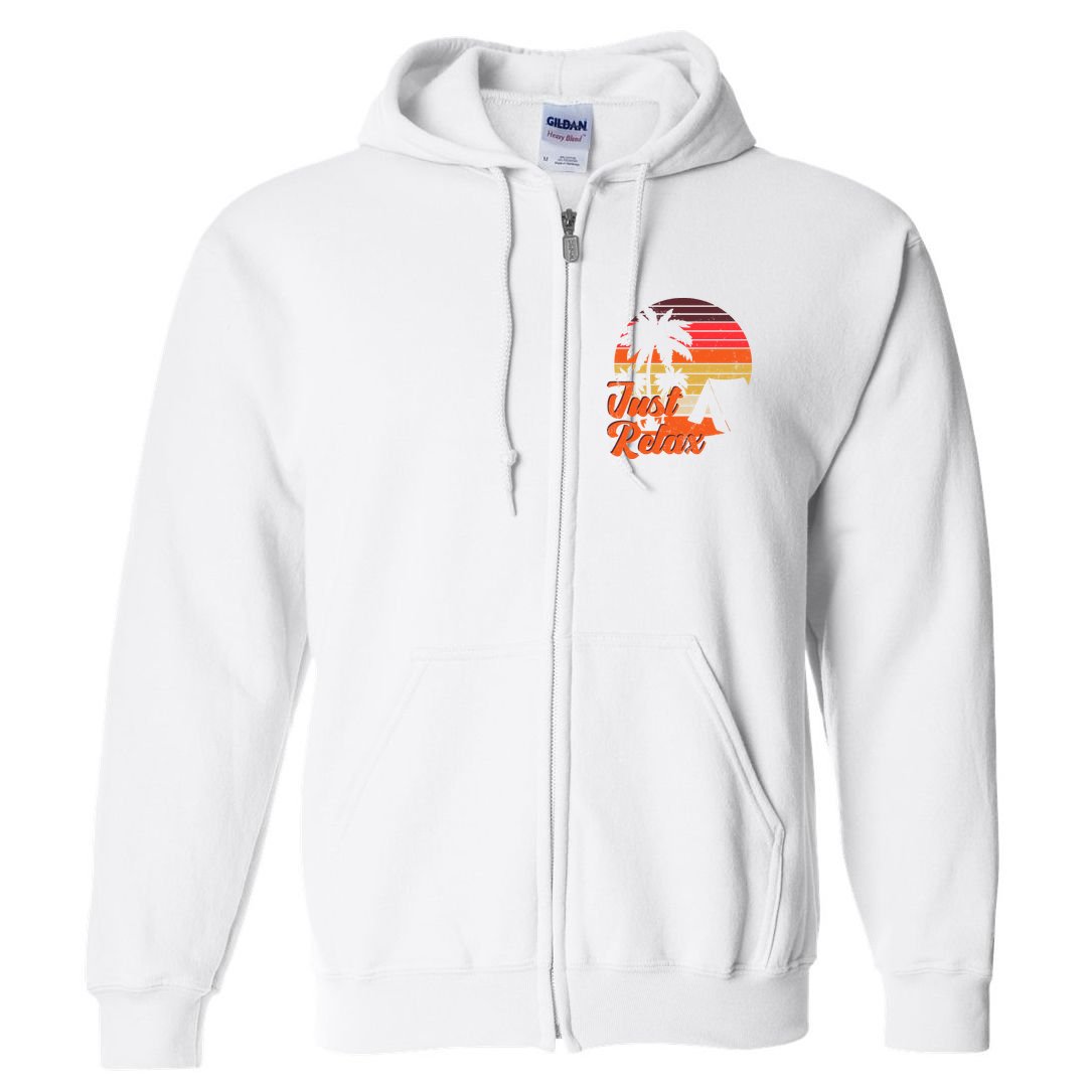 Just Relax Retro Sunset Vacation Full Zip Hoodie