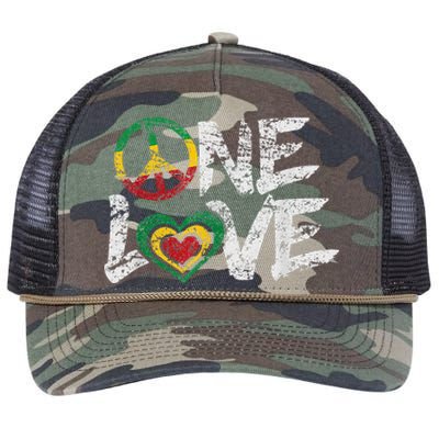 Jamaica Reggae Rasta One Love Gift Tee Retro Rope Trucker Hat Cap