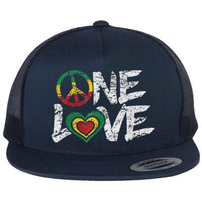 Jamaica Reggae Rasta One Love Gift Tee Flat Bill Trucker Hat