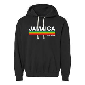 Jamaica Retro Reggae Color Bars Jamaican Vacation Souvenir Garment-Dyed Fleece Hoodie