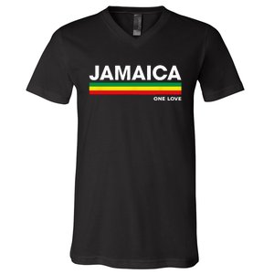 Jamaica Retro Reggae Color Bars Jamaican Vacation Souvenir V-Neck T-Shirt