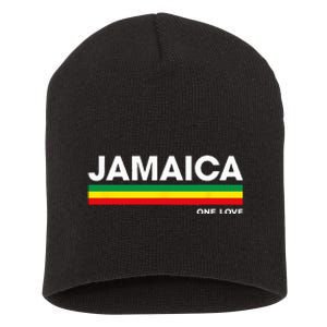 Jamaica Retro Reggae Color Bars Jamaican Vacation Souvenir Short Acrylic Beanie