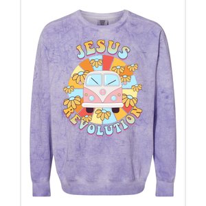 Jesus Revolution Retro Floral Hippie Colorblast Crewneck Sweatshirt