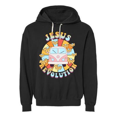 Jesus Revolution Retro Floral Hippie Garment-Dyed Fleece Hoodie
