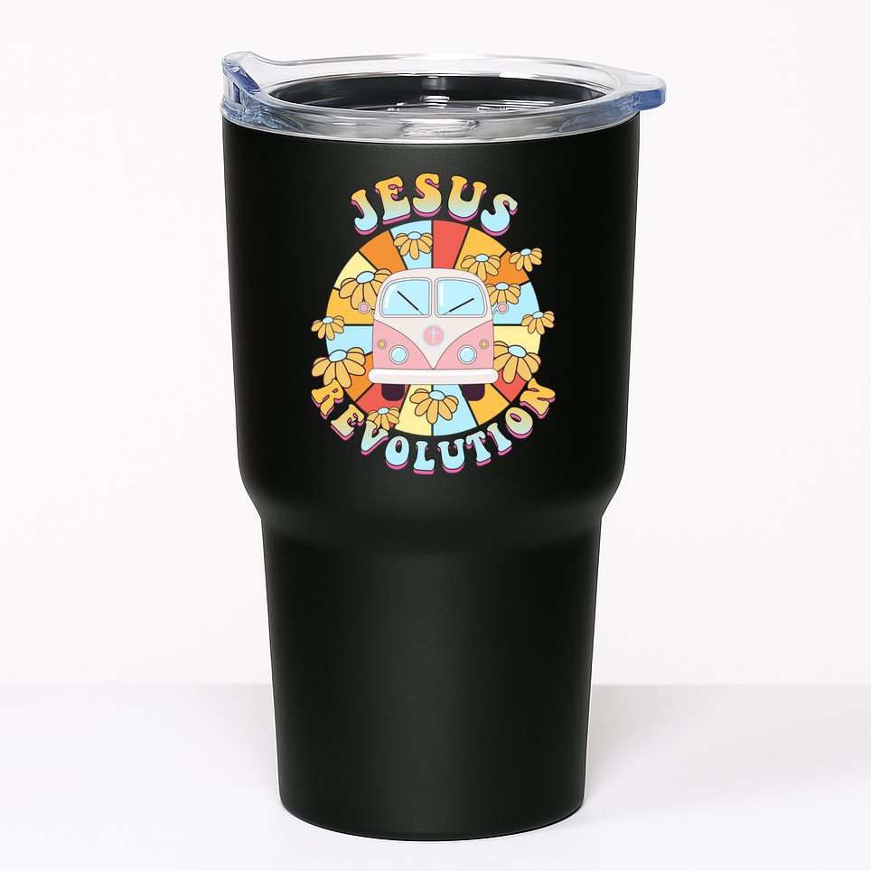 Jesus Revolution Retro Floral Hippie Tumbler