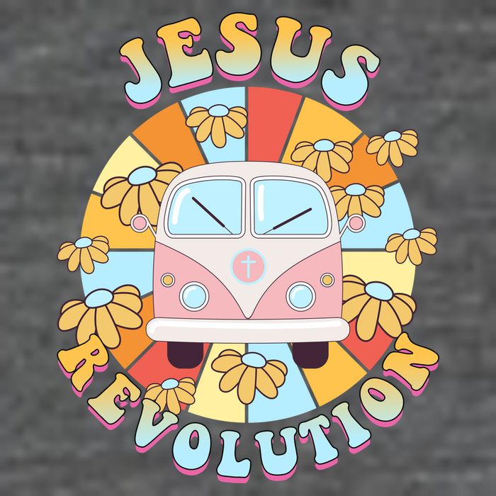 Jesus Revolution Retro Floral Hippie Button