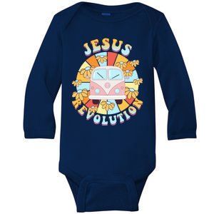 Jesus Revolution Retro Floral Hippie Baby Long Sleeve Bodysuit