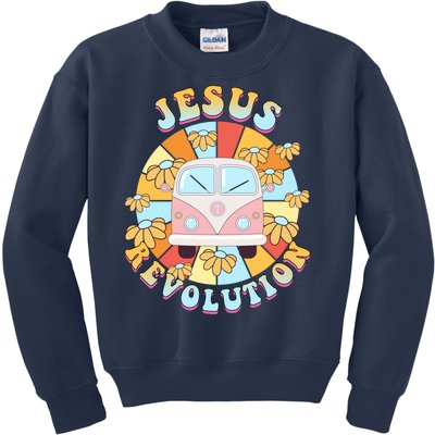 Jesus Revolution Retro Floral Hippie Kids Sweatshirt