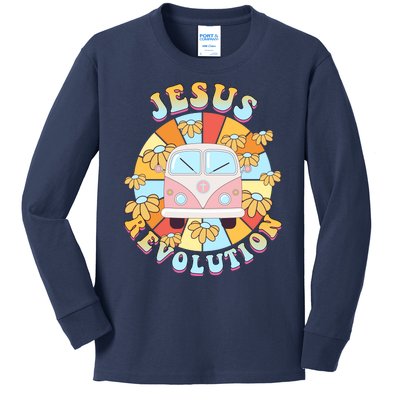 Jesus Revolution Retro Floral Hippie Kids Long Sleeve Shirt