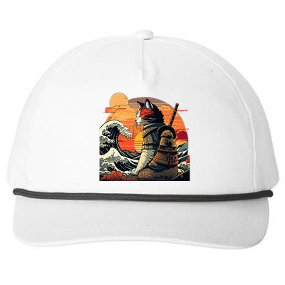 Japanese Retro Samurai Cat The Great Wave By Hokusai Snapback Five-Panel Rope Hat