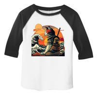 Japanese Retro Samurai Cat The Great Wave By Hokusai Toddler Fine Jersey T-Shirt